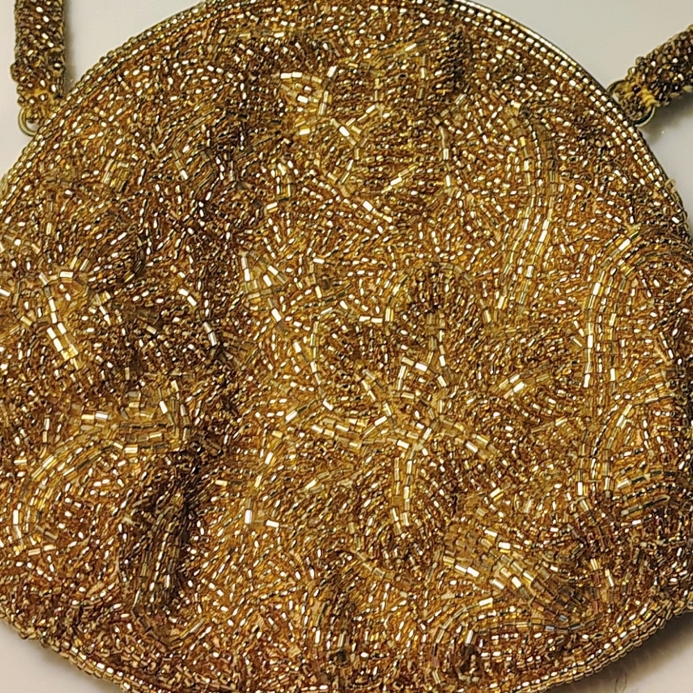 Gold Satin Evening Wristlet Clutch - Picture 4 of 8